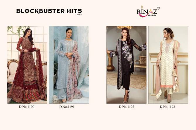 Rinaz Block Buster Hits 9 Latest Fancy Heavy Festive Wear Georgette With heavy Embroidery And Diamond Work Pakistani Salwar Suits Collection
